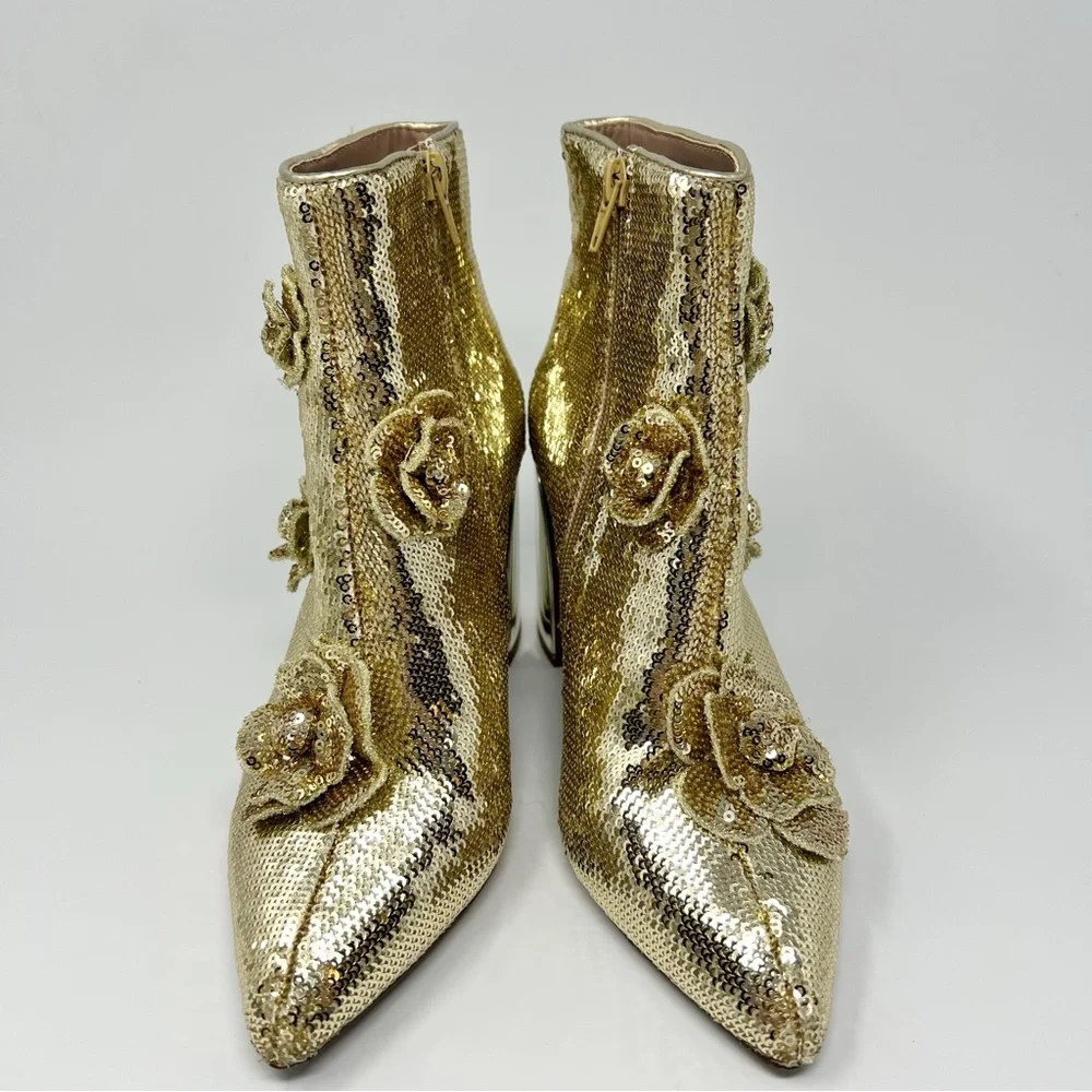 Betsey Johnson Finlee Gold Boots - Picture 3 of 7